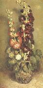 Vincent Van Gogh Vase wtih Hollyhocks (nn04) oil painting on canvas